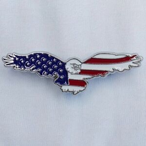 Brooch Soaring Eagle Red White & Blue Flag Emblem American Pride Veteran Gifts